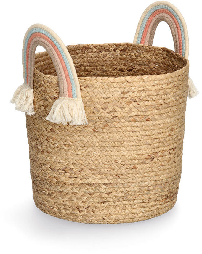 ZELLER Úložný box kulatý motiv Duha bavlna a mořská tráva 35 × 34 cm