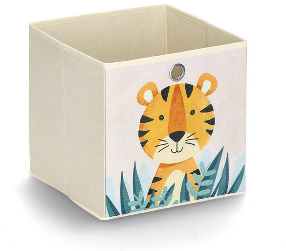 Zeller Detský úložný box textilný, béžový, motív tiger 28 × 28 × 28 cm