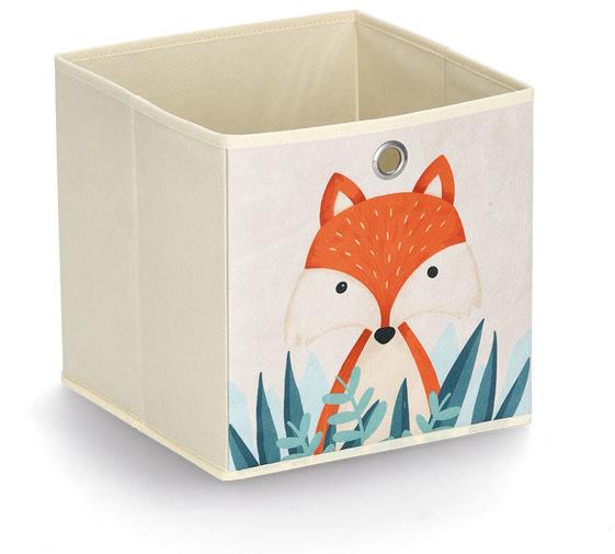 Zeller Detský úložný box textilný, béžový, motív líška 28 × 28 × 28 cm