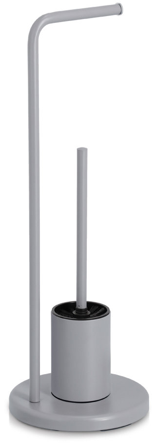 ZELLER Stojan na toaletný papier s WC štetkou, sivý kov 22 × 63 cm