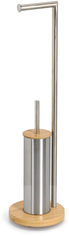 ZELLER Stojan na toaletný papier s WC štetkou, sivý kov 19 × 73 cm