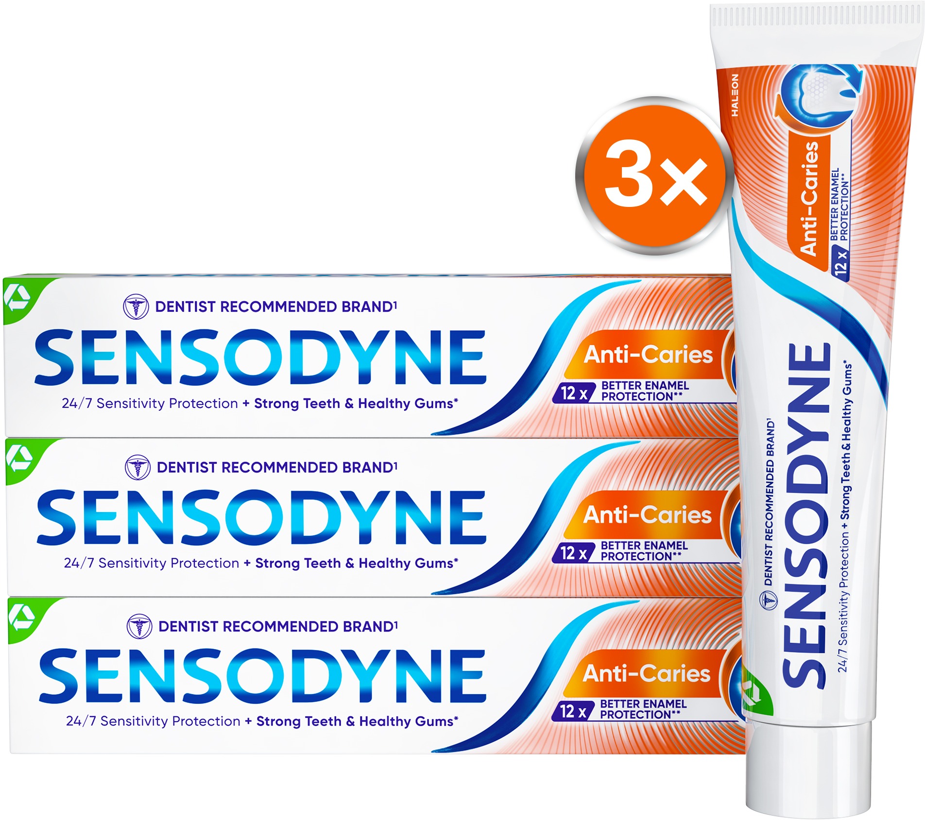 SENSODYNE Anti Caries proti zubnému kazu 3× 75 ml