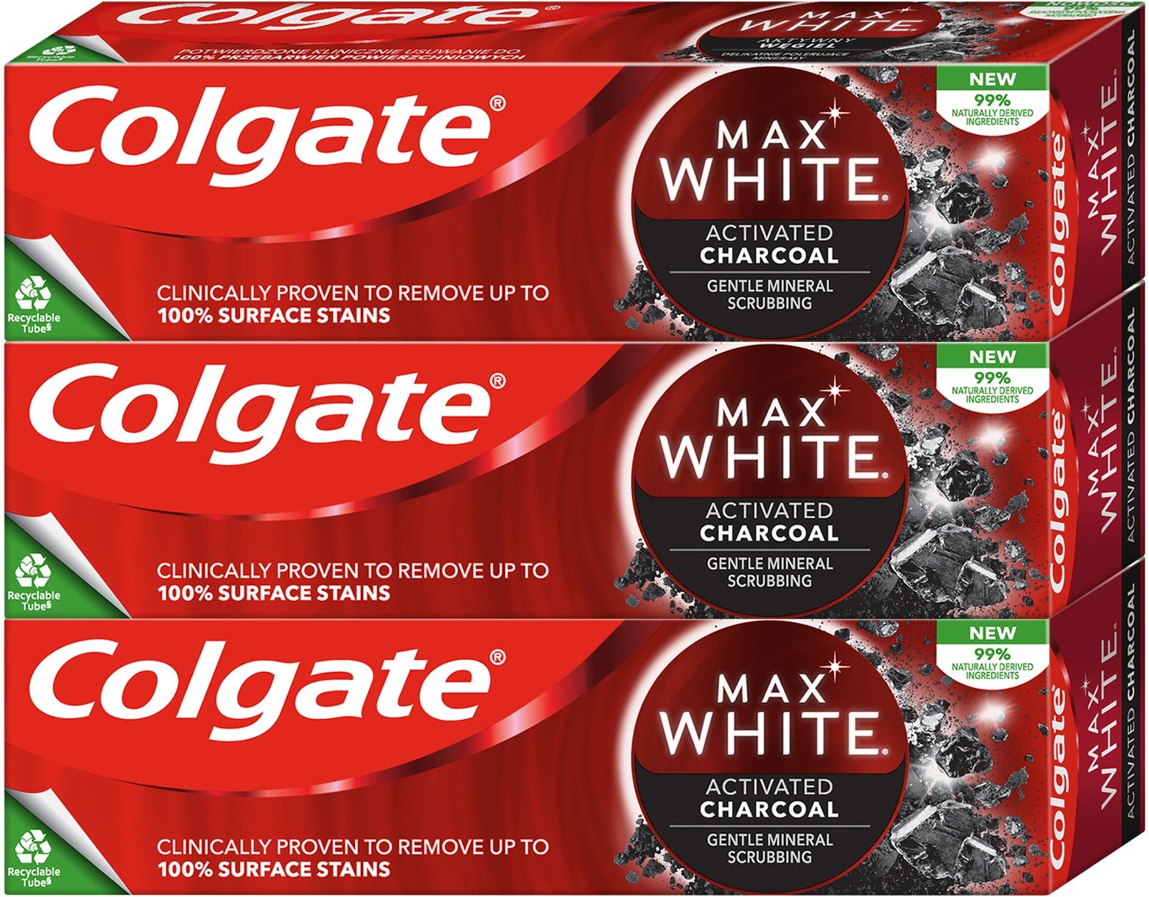 COLGATE Max White Charcoal 3× 75 ml