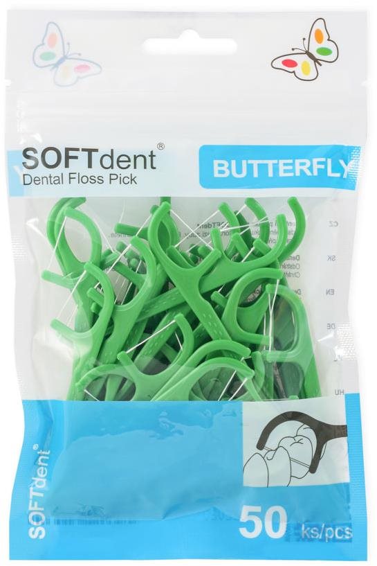 SOFTDENT Butterfly Dentálne špáradlá, 50 ks farebný variant