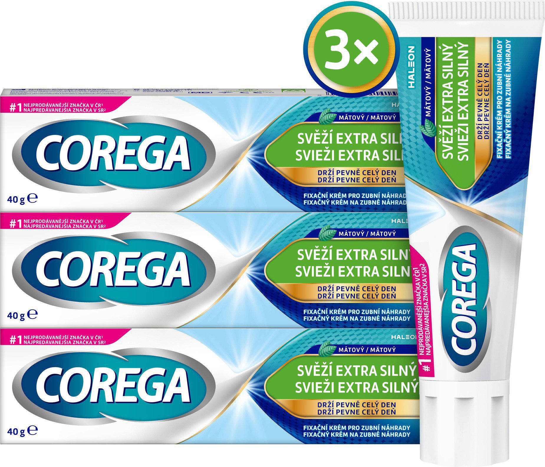 COREGA OM Na zubnú náhradu Svieži extra silný 3× 40 g