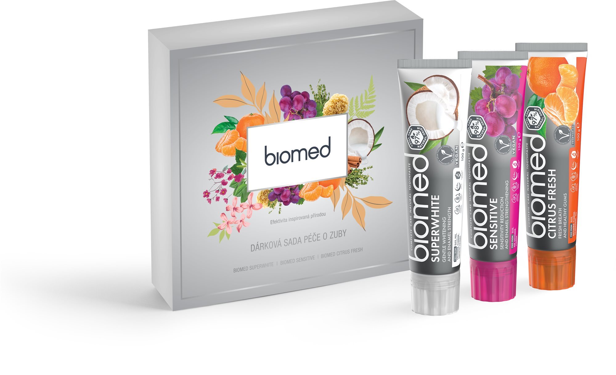 BIOMED dámska darčeková súprava Superwhite, Sensitive, Citrus Fresh 3× 100 g