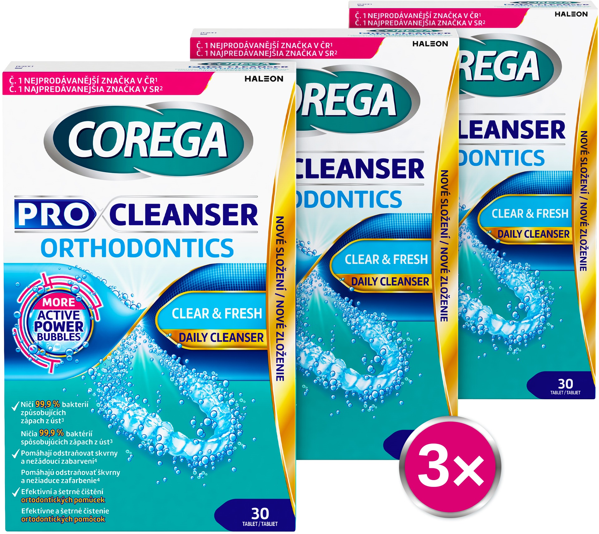 COREGA Pro Cleanser Orthodontics čistiace tablety 3× 30 ks