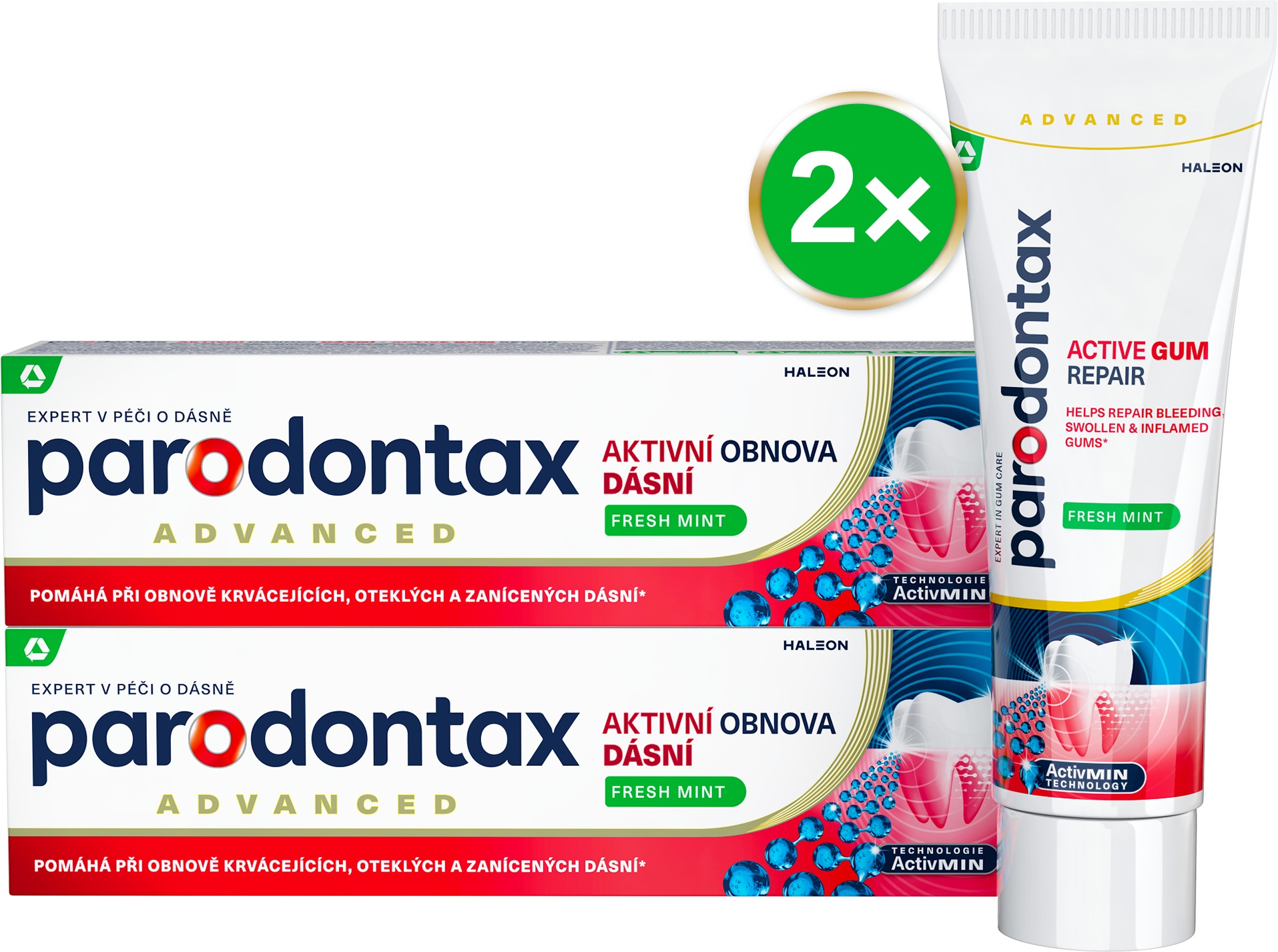 PARODONTAX Obnova ďasien Fresh Mint 2× 75 ml
