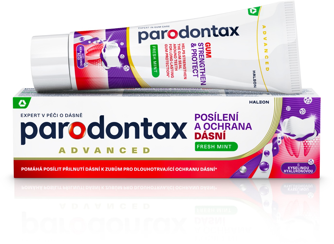 PARODONTAX Posilnenie a ochrana ďasien Fresh Mint s kyselinou hyalurónovou 75 ml
