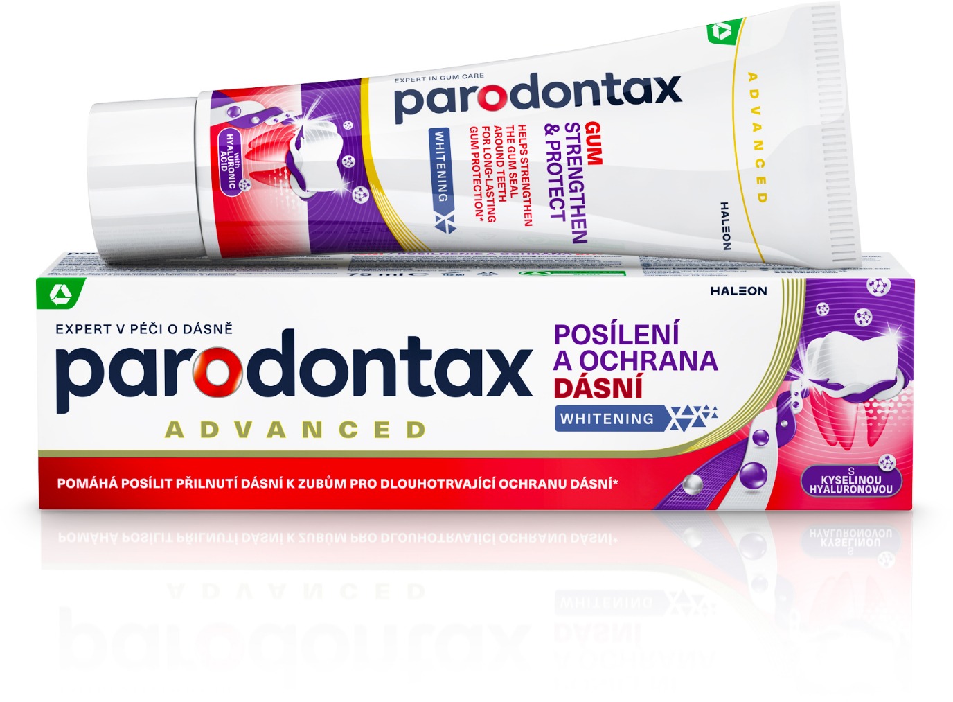 PARODONTAX Posilnenie ochrana ďasien Whitening s kyselinou hyalurónovou 75 ml