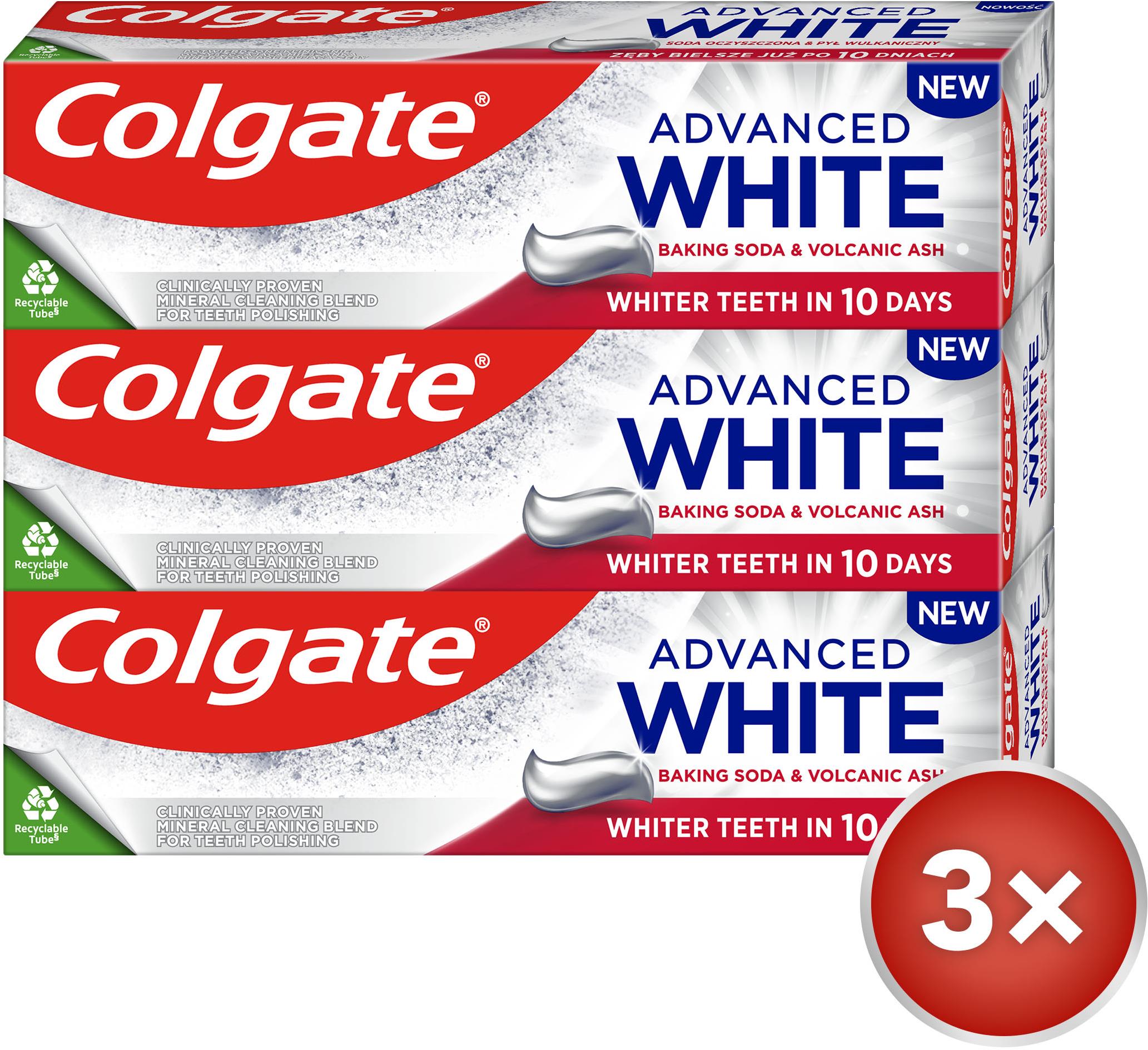 COLGATE Advanced White Baking Soda & Volcanic Ash 3× 75 ml