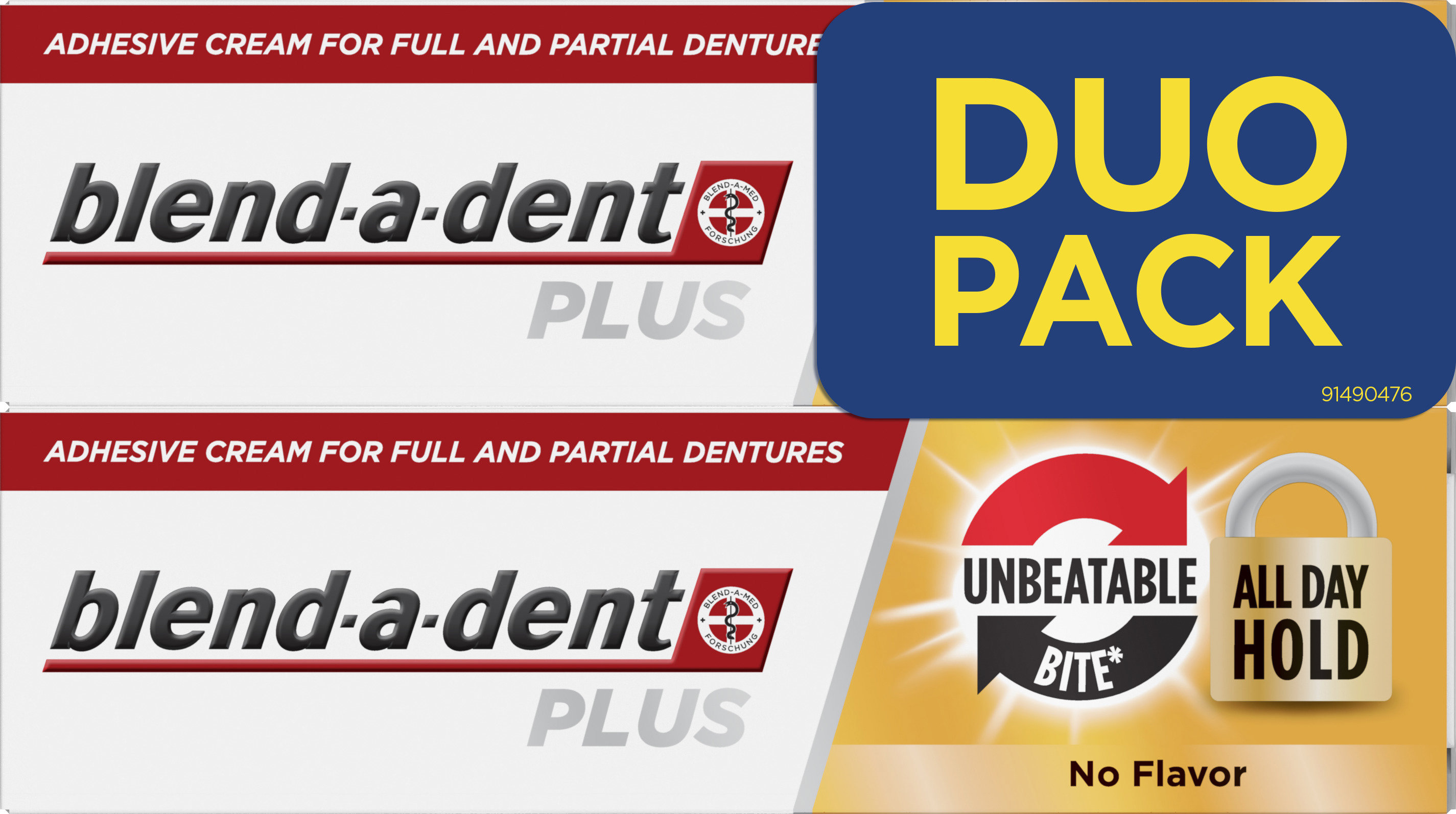 Blend-a-dent Plus Unbeatable Bite fixačný krém na zubnú náhradu 2× 40 ml