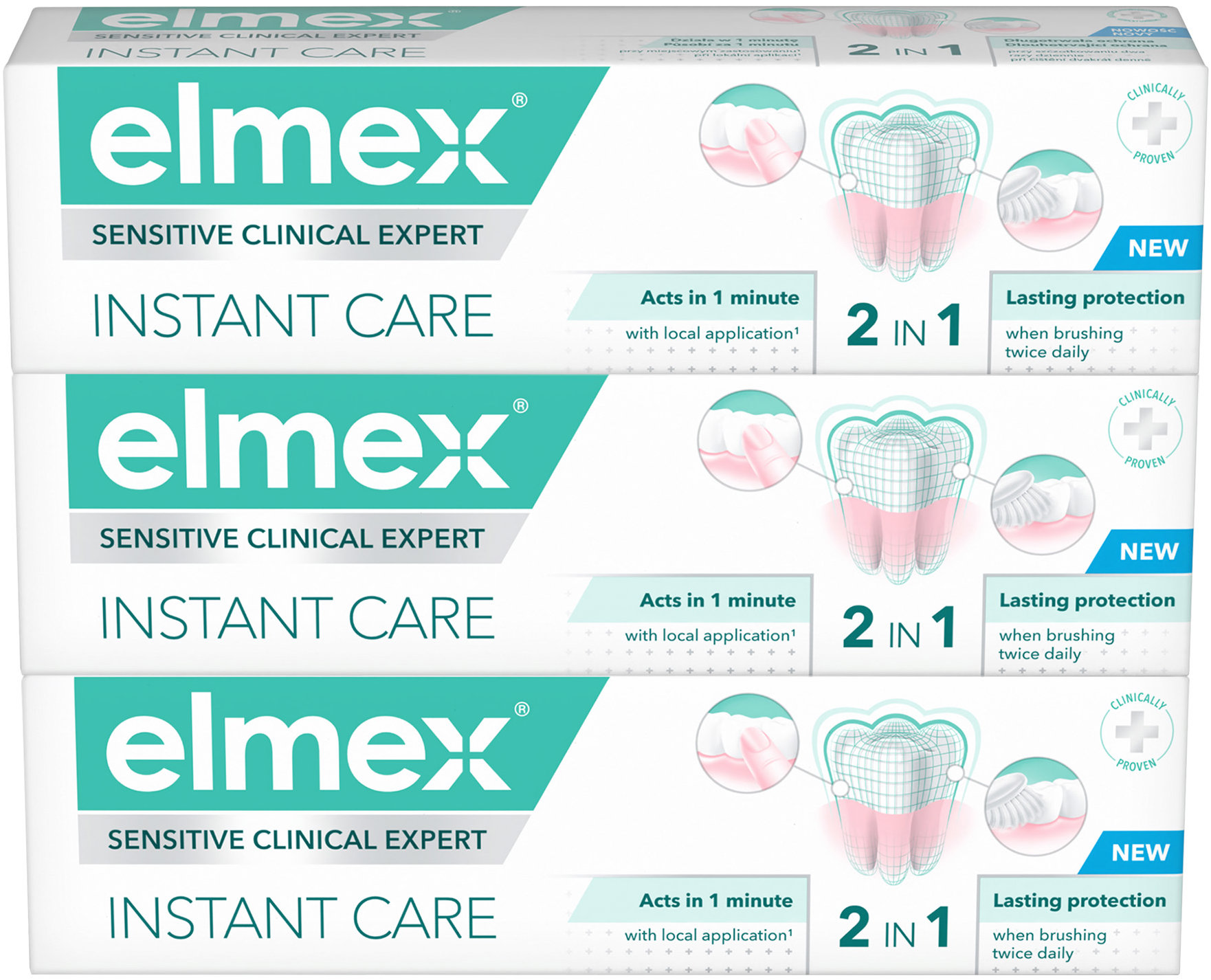 ELMEX Sensitive Clinical Expert Instant Care 2 v 1, 3× 75 ml
