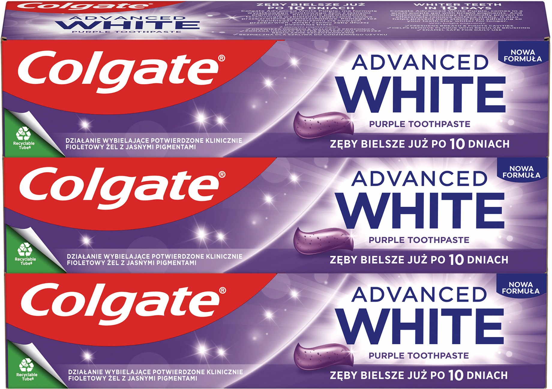 COLGATE Advanced White Purple 3× 75 ml