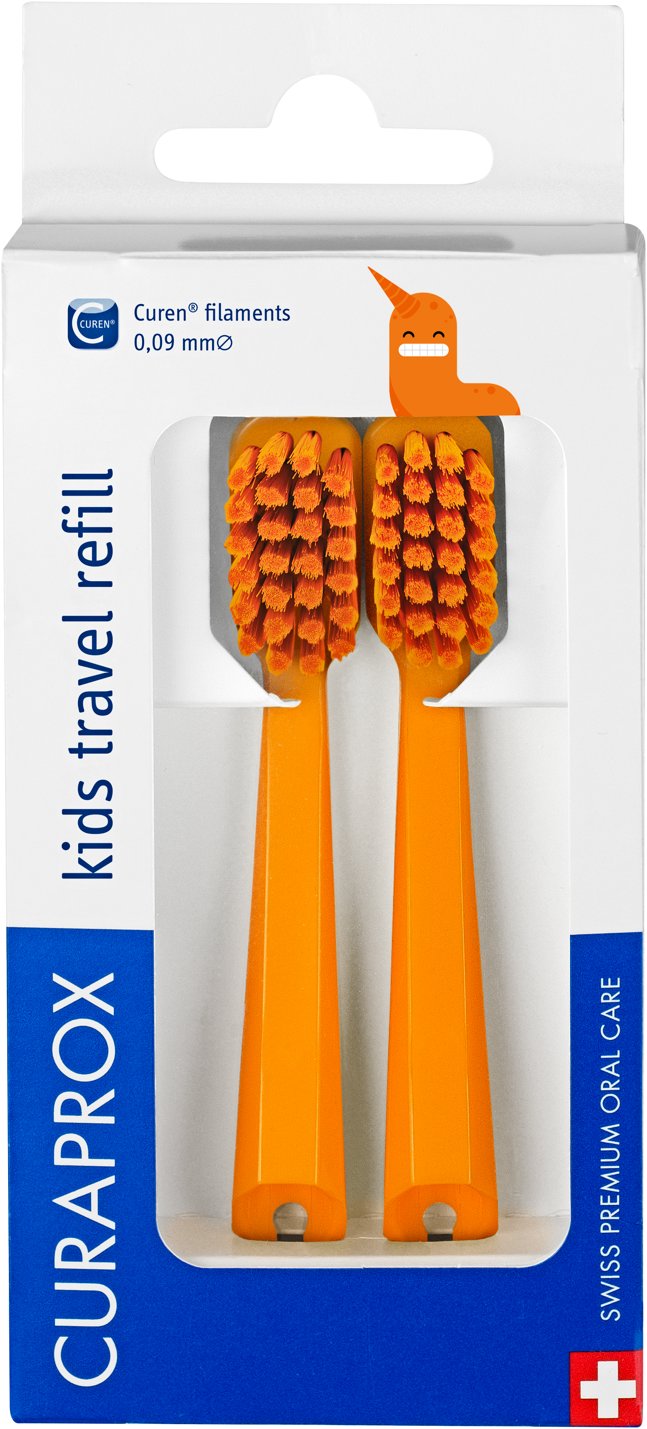 CURAPROX Kids Travel sada oranžová náhrada, 2 ks