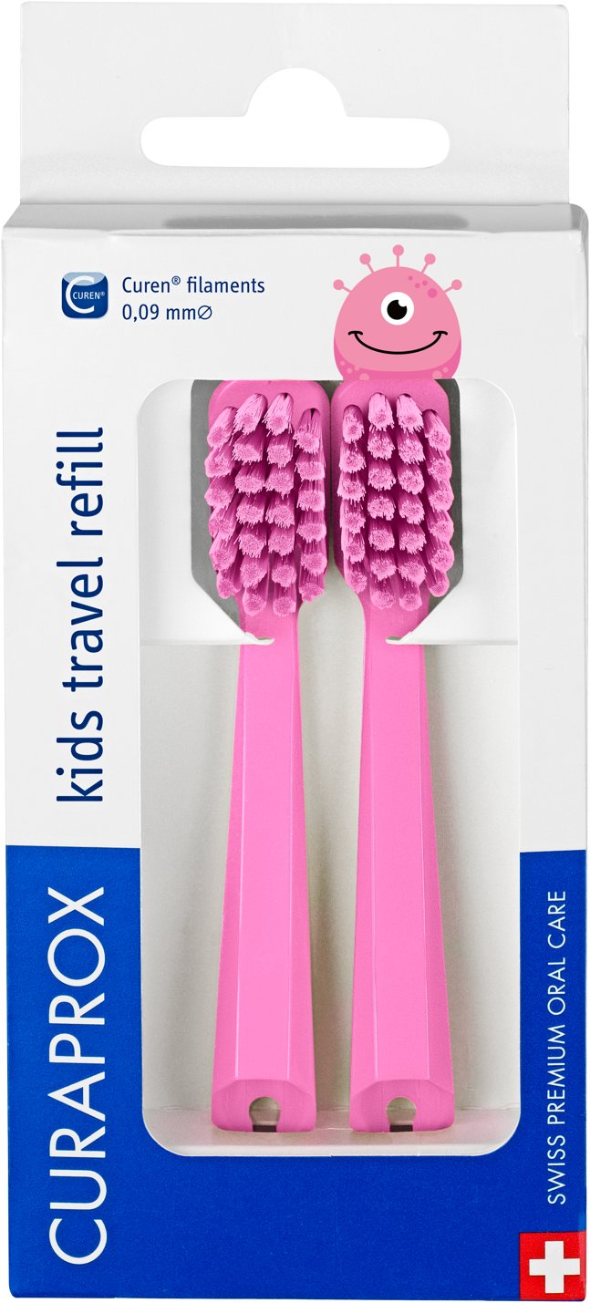CURAPROX Kids Travel sada ružová náhrada, 2 ks