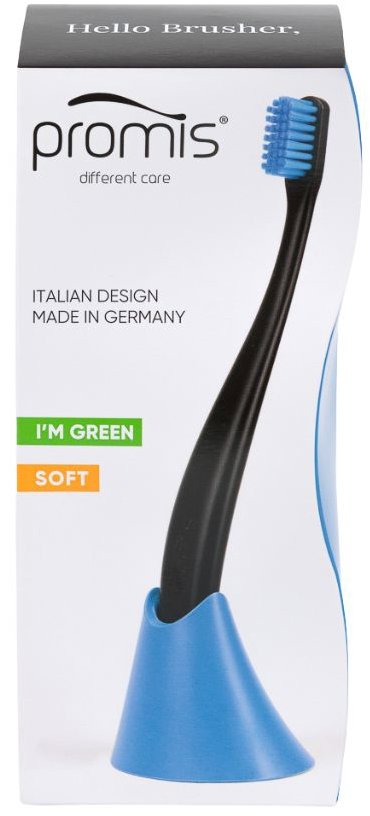 PROMIS Set kefky so stojanom, čierna s modrou