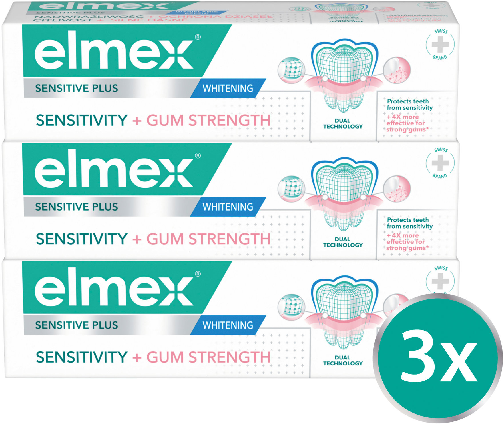 ELMEX Sensitivity + Gum Strength 3× 75 ml