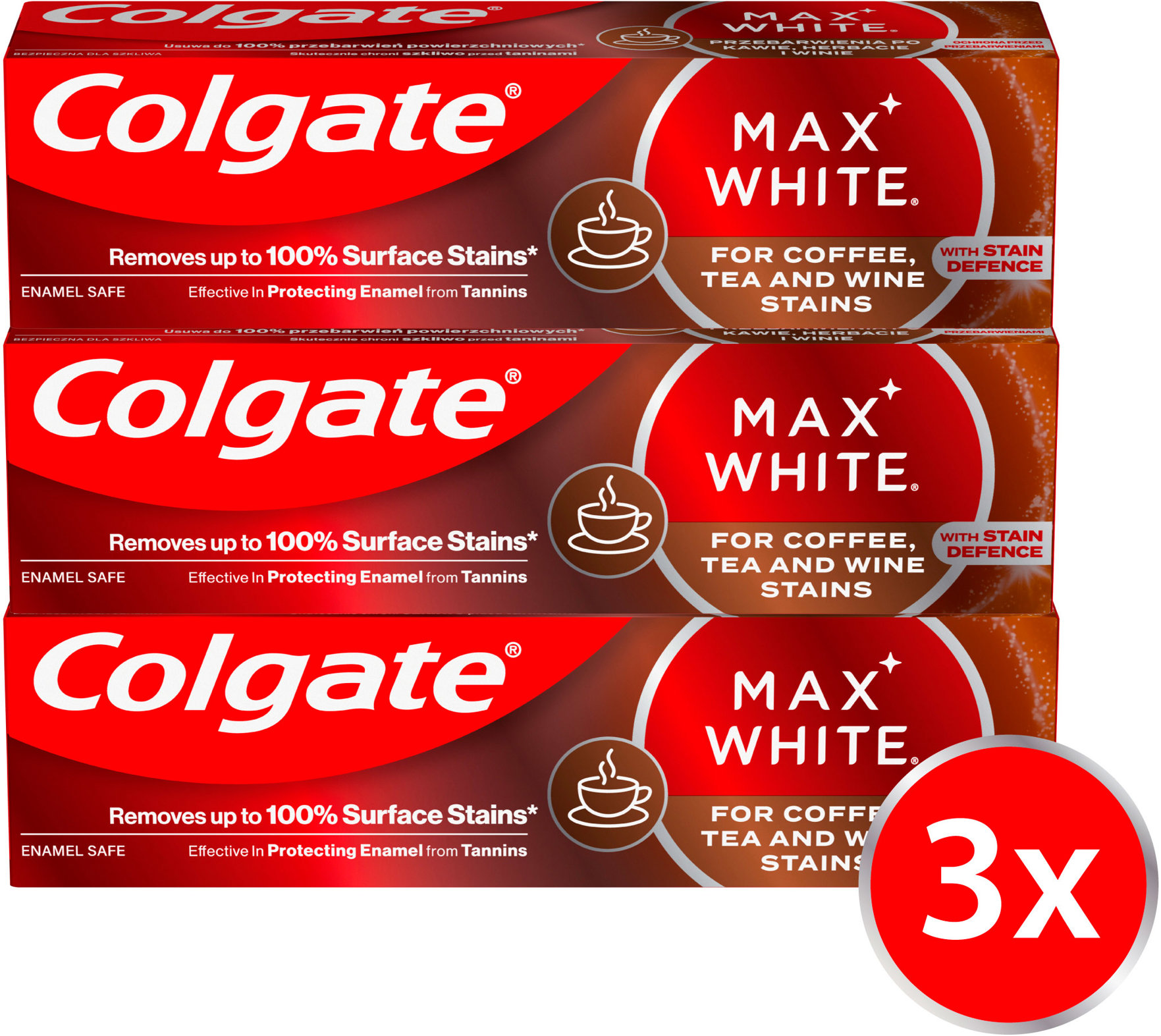 COLGATE Max White One Coffee, Tea & Wine 3× 75ml