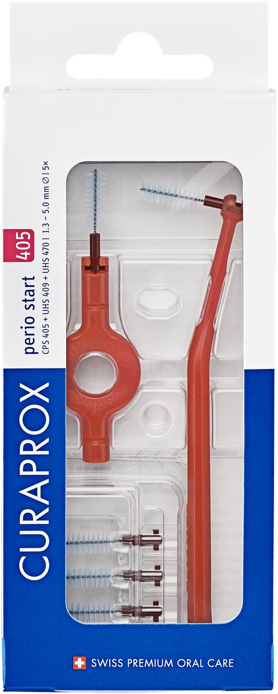 CURAPROX CPS 405 Perio Start 5 ks + UHS 409 a UHS 470 držiak, čerešňovo ružová