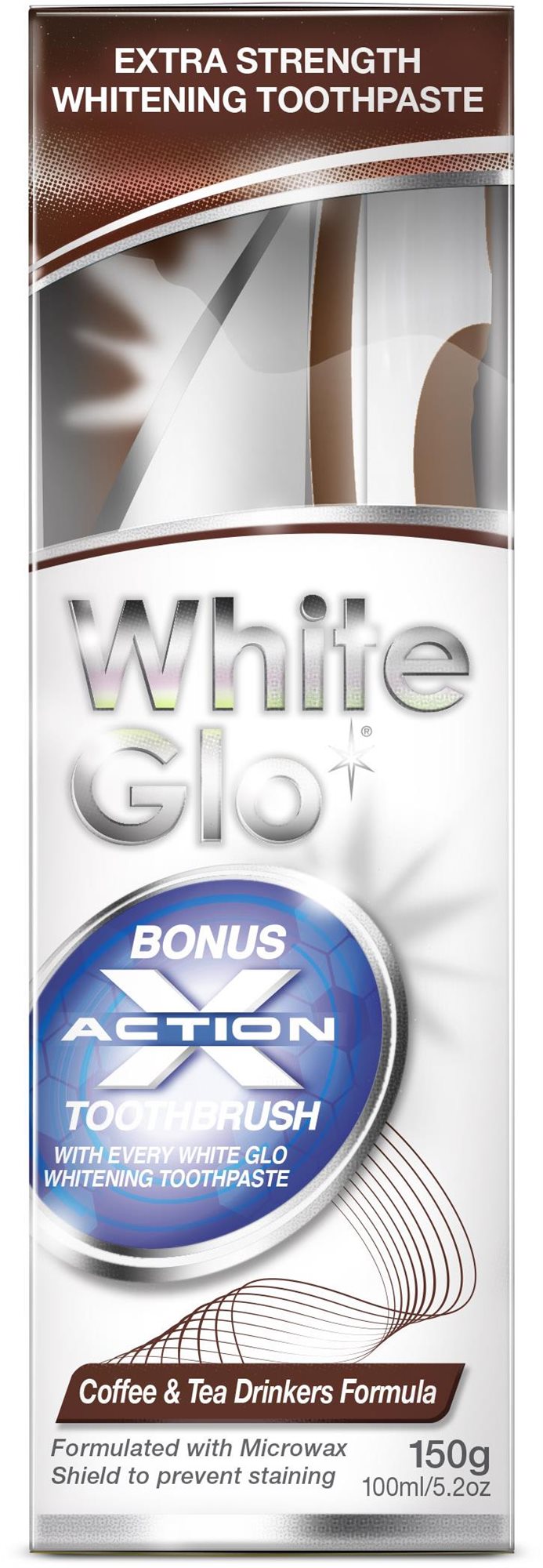 WHITE GLO Coffee and Tea Drinkers 100 ml + kefka + medzizubná kefka