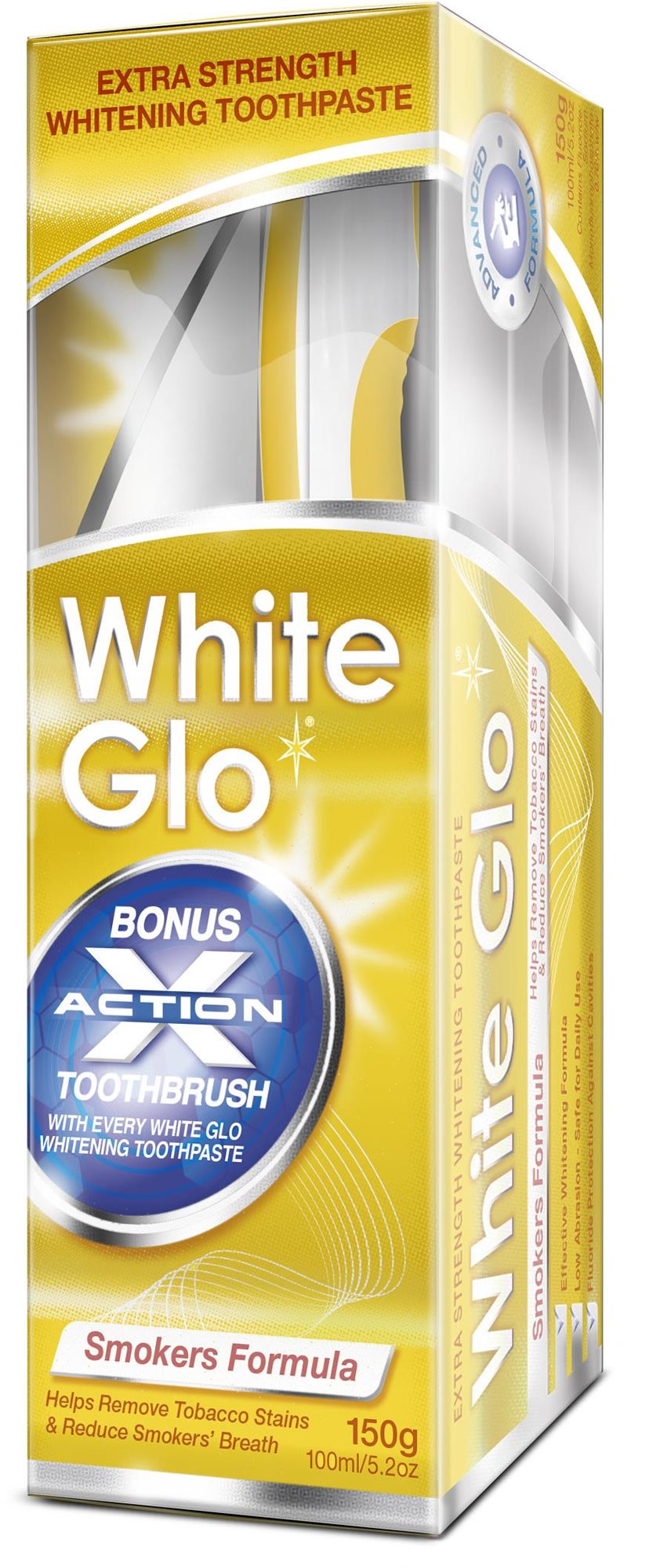 WHITE GLO Smokers 100 ml + kefka + mezizubná kefka