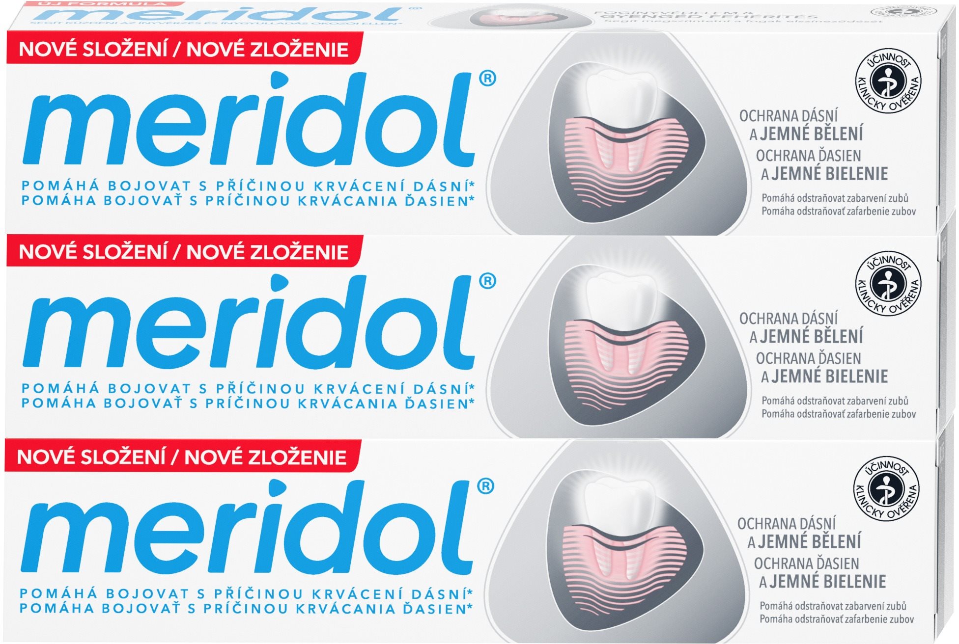 MERIDOL Gum Protection & Gentle White zubná pasta na ochranu ďasien a jemné bielenie 3× 75 ml