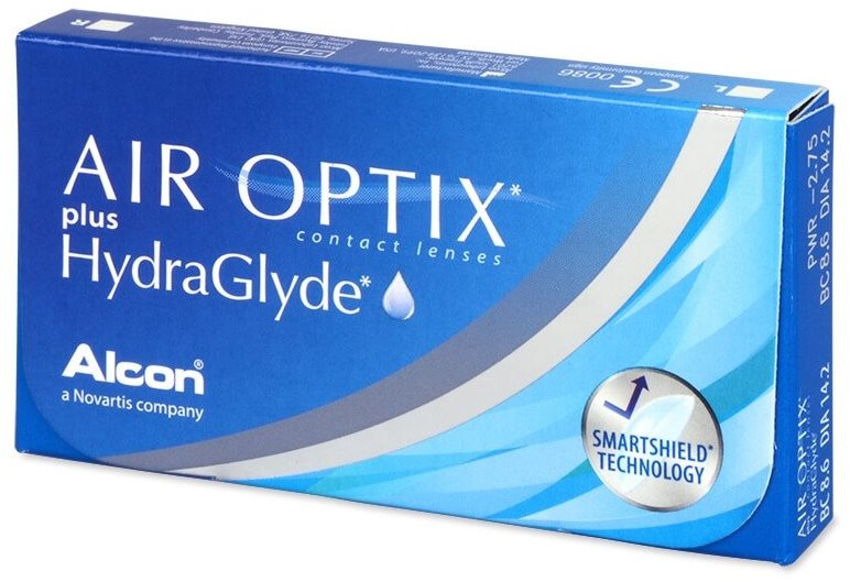 Air Optix Plus HydraGlyde (6 šošoviek) dioptrie: -6.50, zakrivenie: 8.60