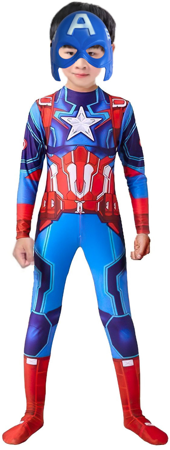 FunCo Detský kostým Superhrdina Kapitán Amerika s maskou 110 – 122 M