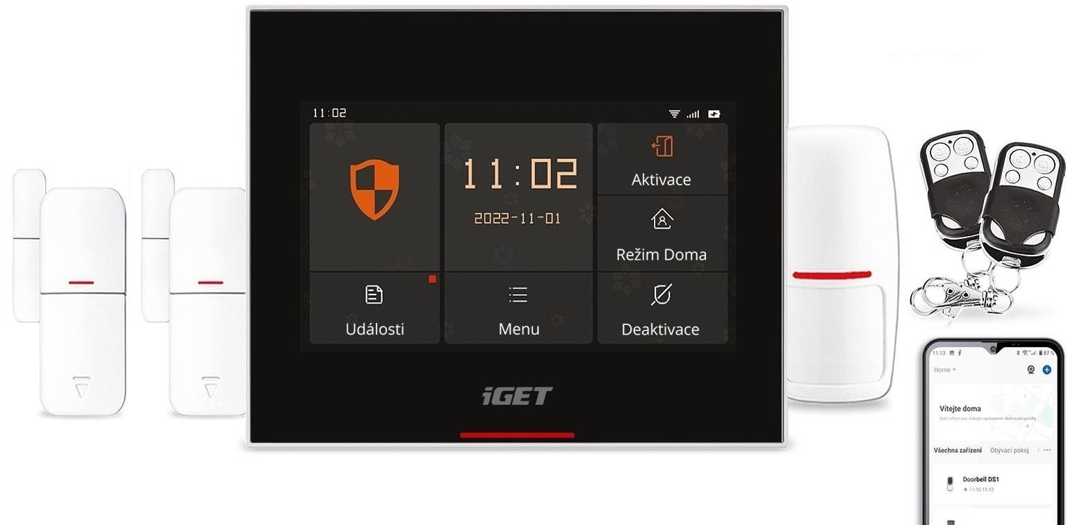 iGET HOME Alarm X5 – inteligentný zabezpečovací systém Wi-Fi s dotykovým LCD, aplikácia iGET HOME
