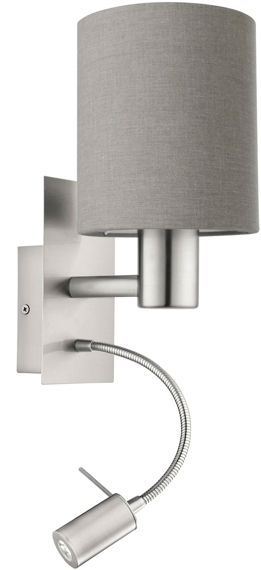 Eglo 96479 – LED Nástenné svietidlo PASTERI 1× E27/40 W + LED/3,5 W Sivé