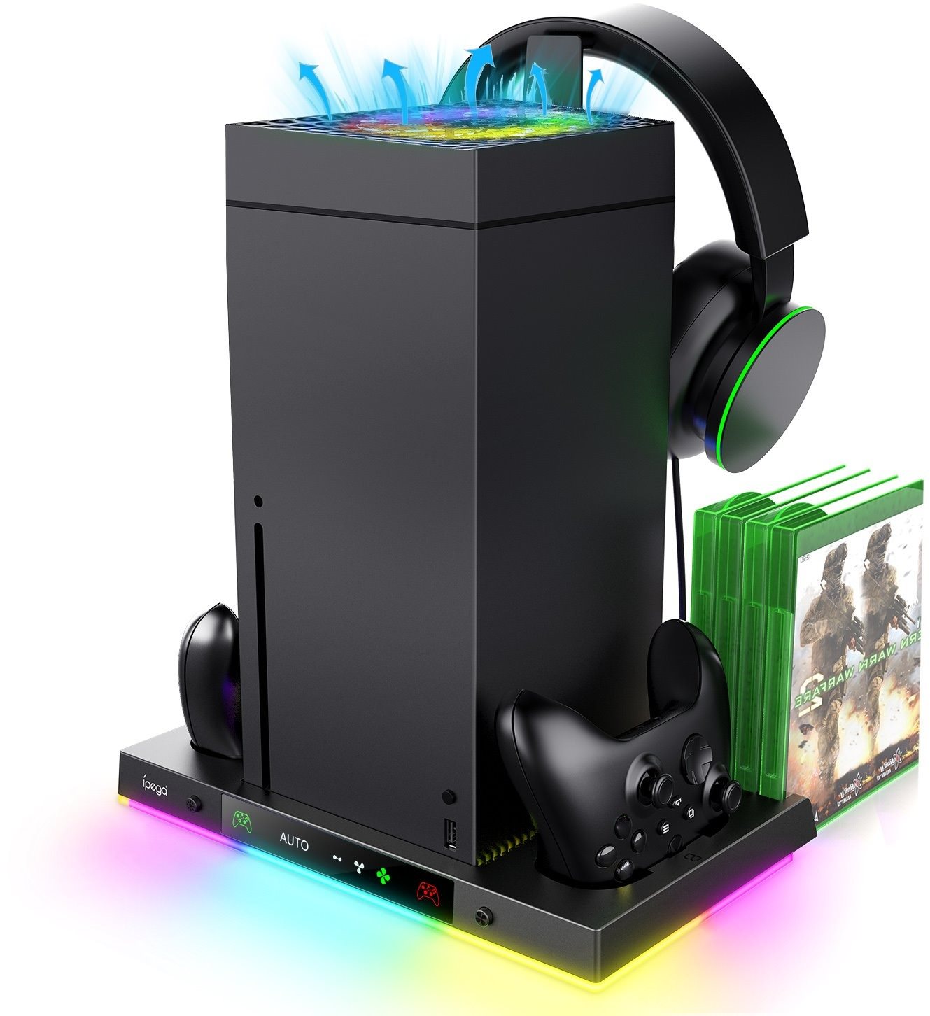 iPega XBX024S Multifunkčný Nabíjací RGB Stojan s Chladením pre Xbox