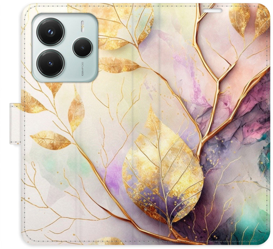 iSaprio Flip puzdro Gold Leaves 02 pre Xiaomi Redmi Note 14 5G