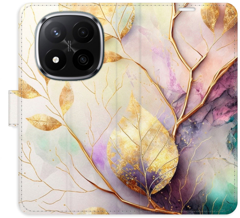 iSaprio Flip puzdro Gold Leaves 02 pre Xiaomi Redmi Note 14 Pro 5G/14 Pro+ 5G