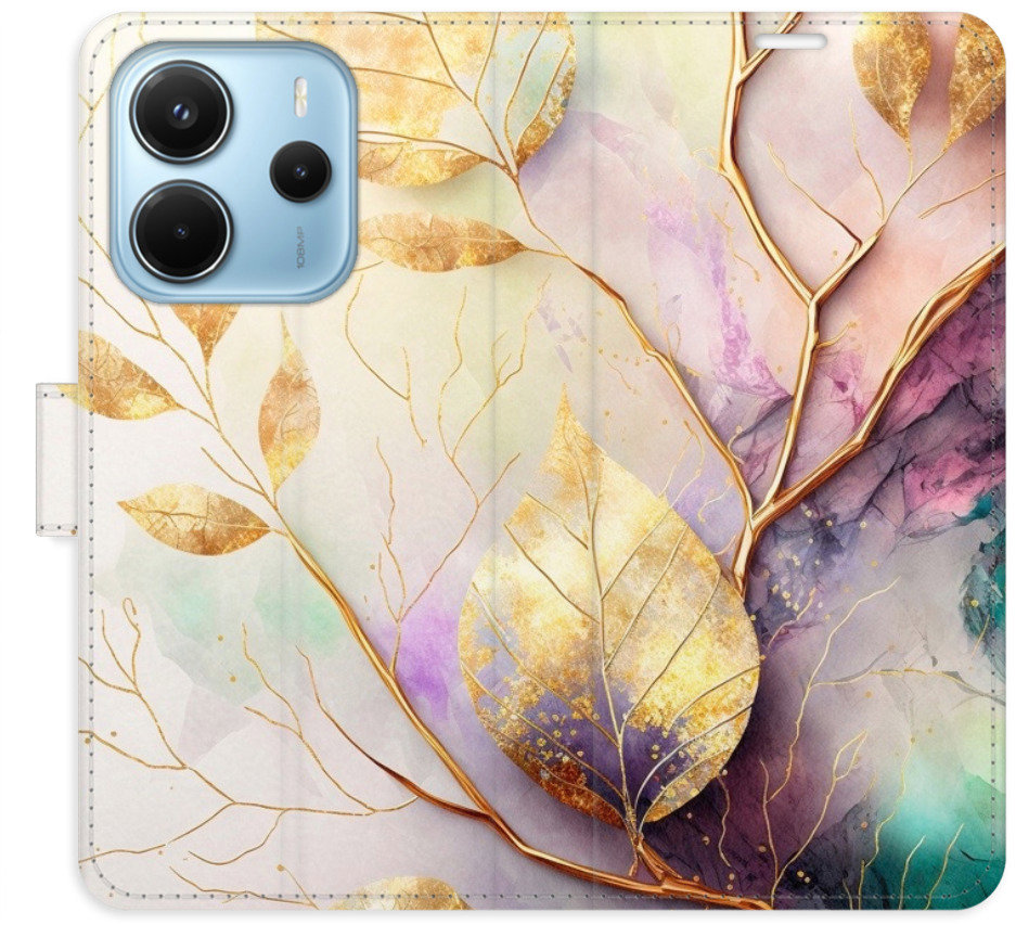 iSaprio Flip puzdro Gold Leaves 02 pre Xiaomi Redmi Note 14