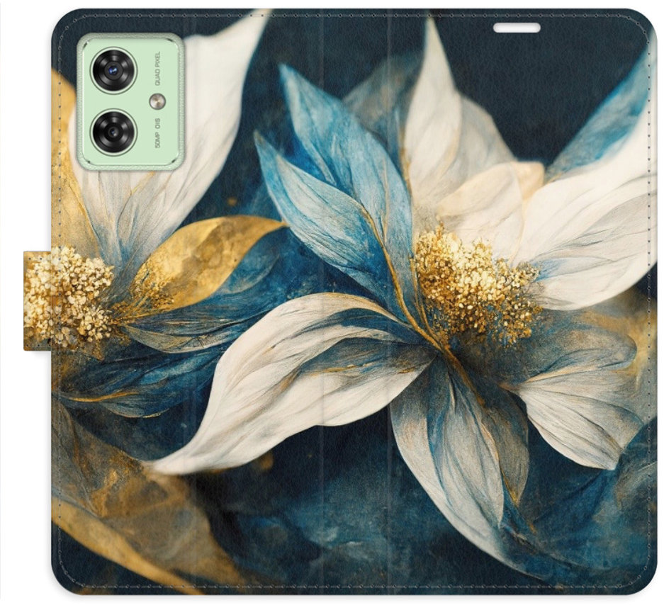 iSaprio Flip puzdro Gold Flowers pre Motorola Moto G54 5G/G54 5G Power Edition