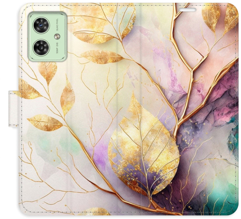 iSaprio Flip puzdro Gold Leaves 02 pre Motorola Moto G54 5G/G54 5G Power Edition