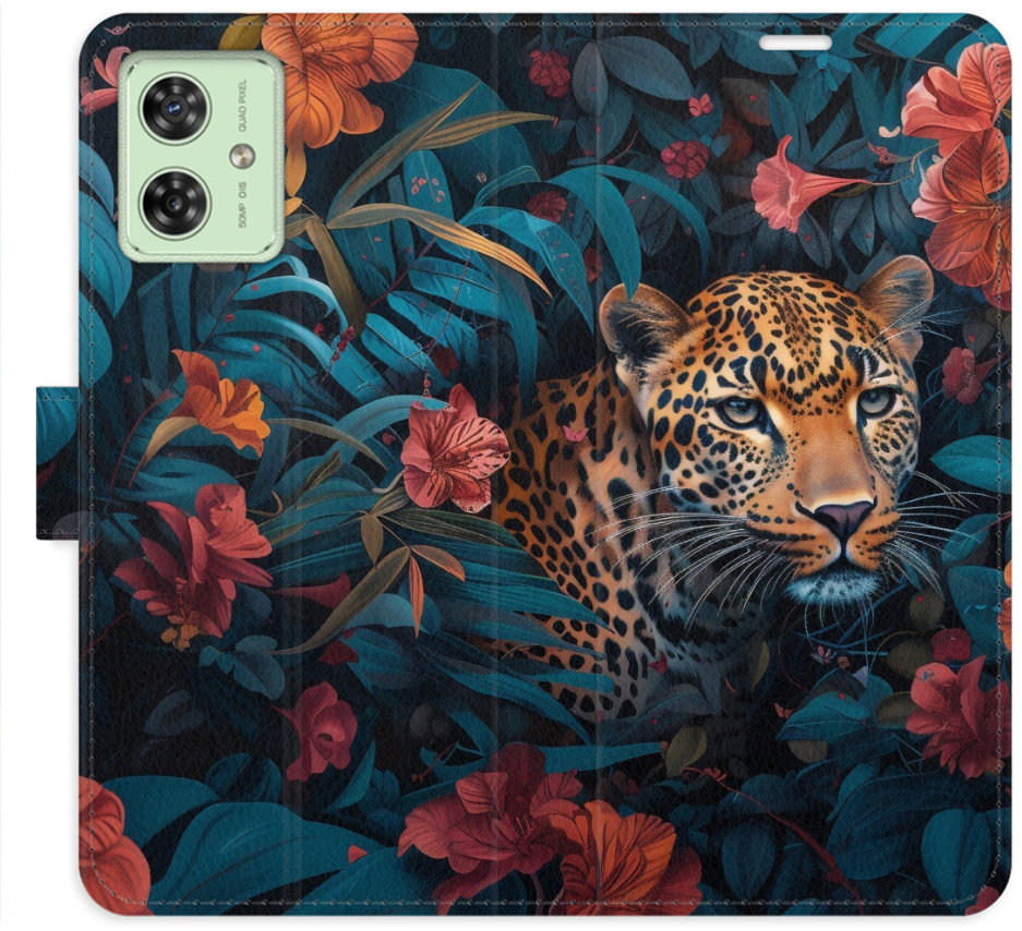 iSaprio Flip puzdro Flower Jaguar 02 pre Motorola Moto G54 5G/G54 5G Power Edition