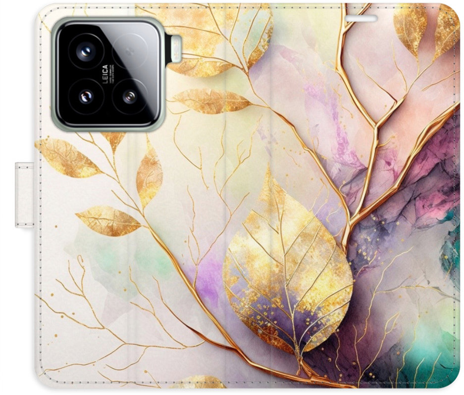 iSaprio Flip puzdro Gold Leaves 02 pre Xiaomi 15