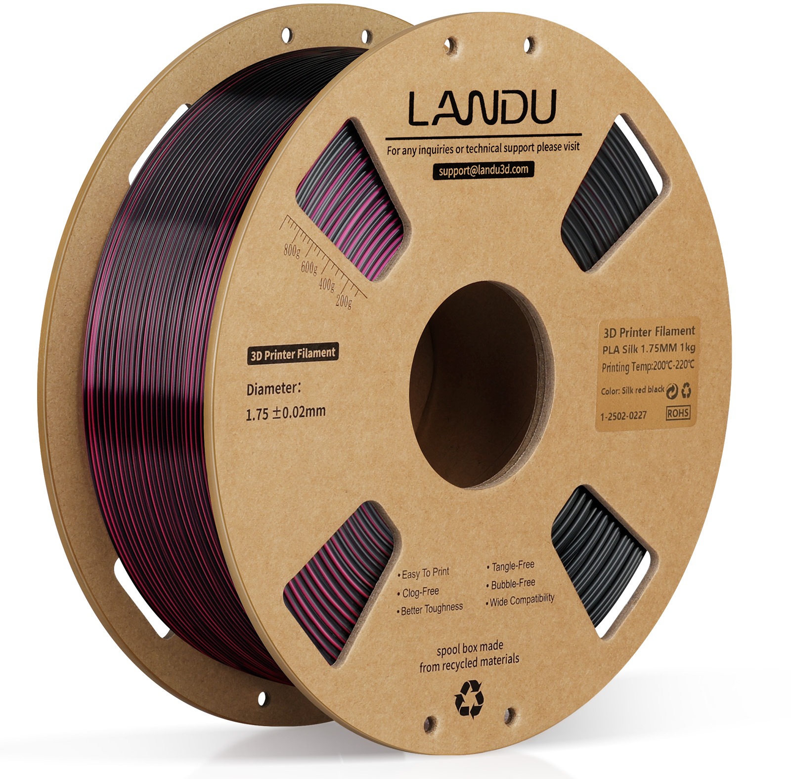 Landu PLA Silk Dual Color Black-red 1 kg