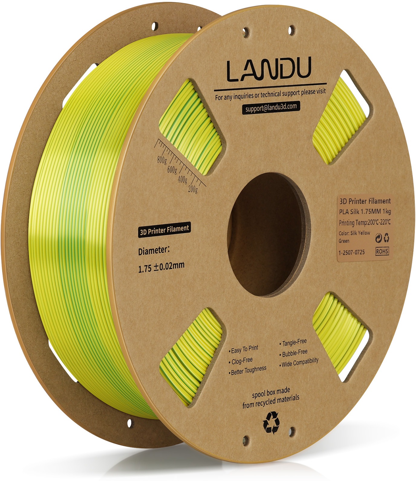 Landu PLA Silk Dual Color Yellow-green 1 kg