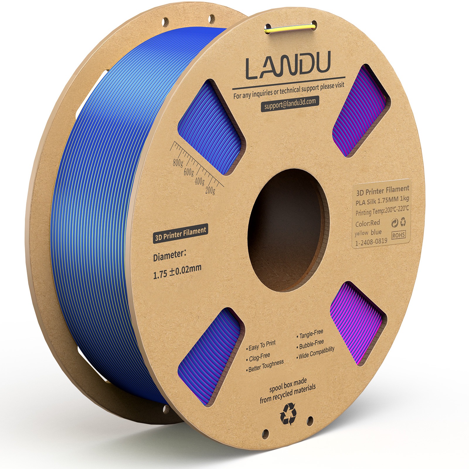 Landu PLA Silk Tri Color Red-Yellow-blue 1 kg
