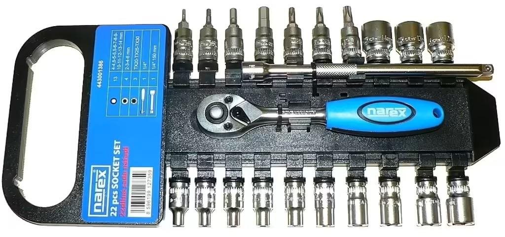 NAREX 443001386 Sada hlavic 1/4" na lište