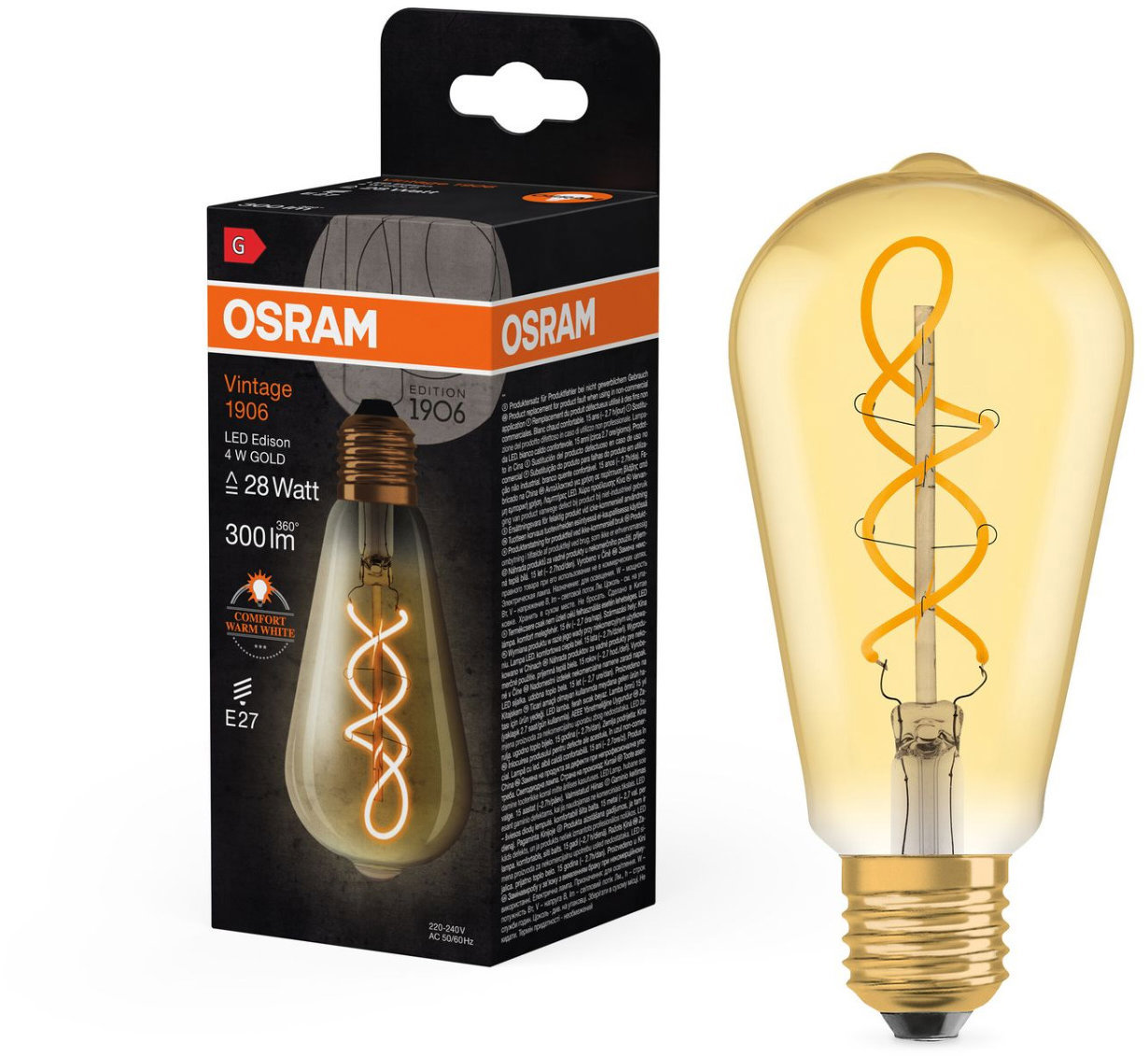 OSRAM LED žiarovka E27 4 W VINTAGE, teplá biela