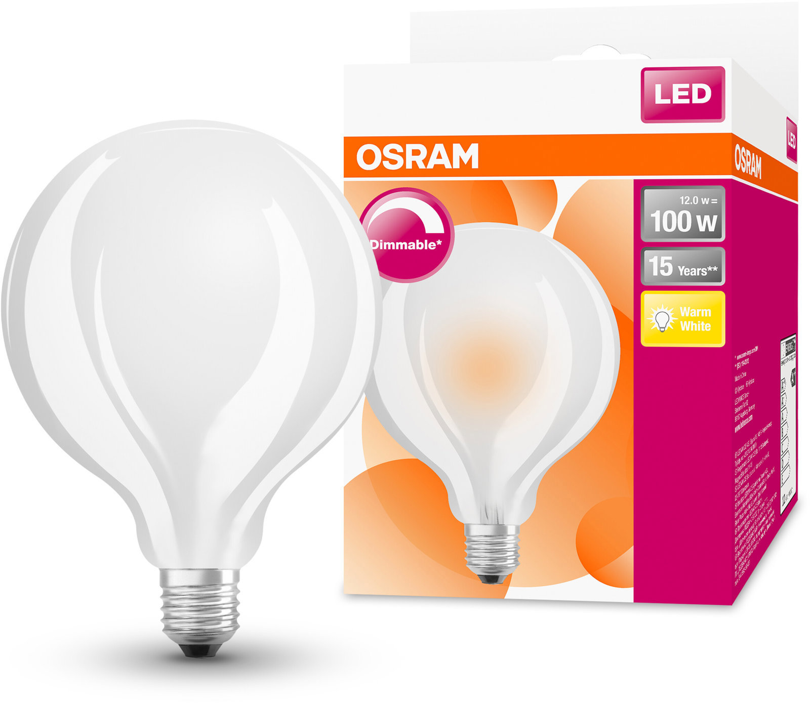 OSRAM stmievateľná LED žiarovka E27 12 W SUPERSTAR, teplá biela