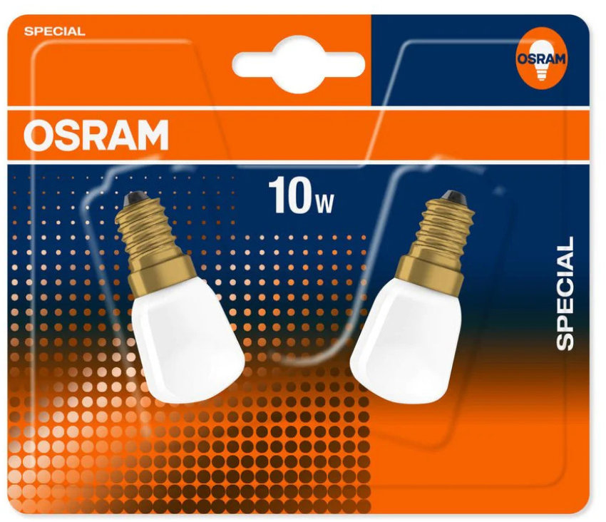 OSRAM SPC. T25/57, E14, 10 W, 300 °C, matná – balenie 2 ks
