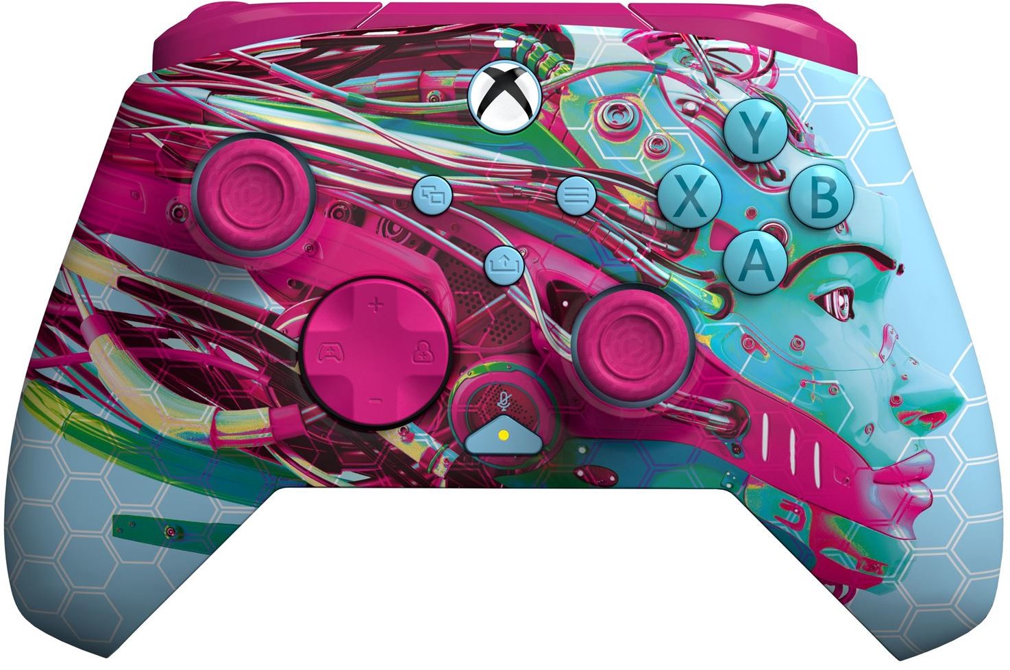 PDP Rematch Glow Wired controler, Xbox Series X, Xbox One, PC, modro-ružový