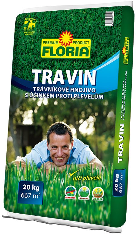 Roztrhnutý obal – Trávnikové hnojivo AGRO – TRAVIN FLORIA (viac ako 50 % bezchybného obsahu)