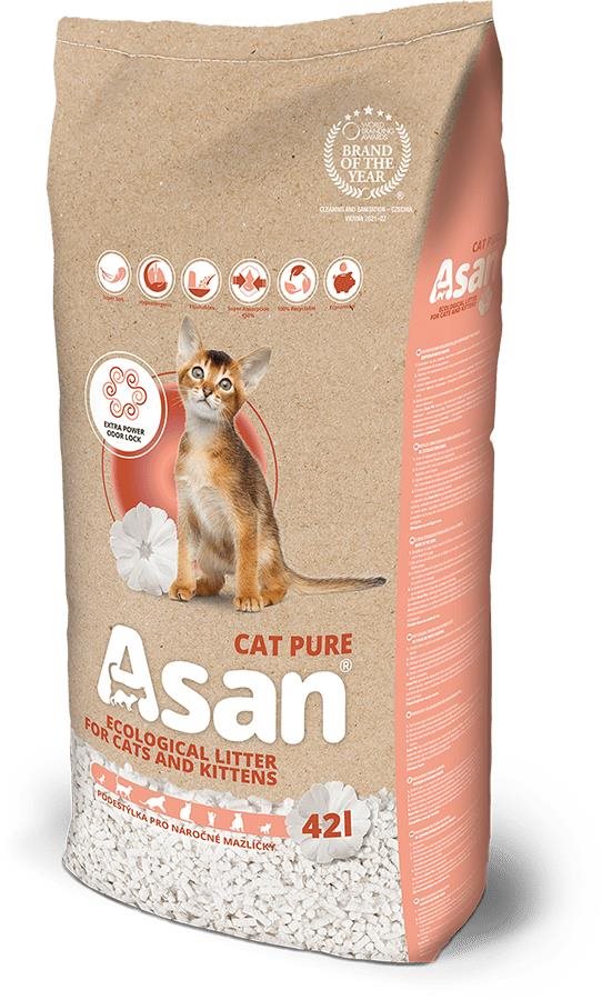Roztrhnutý obal – Stelivo pre mačky Asan Cat Pure (viac ako 50 % bezchybného obsahu)