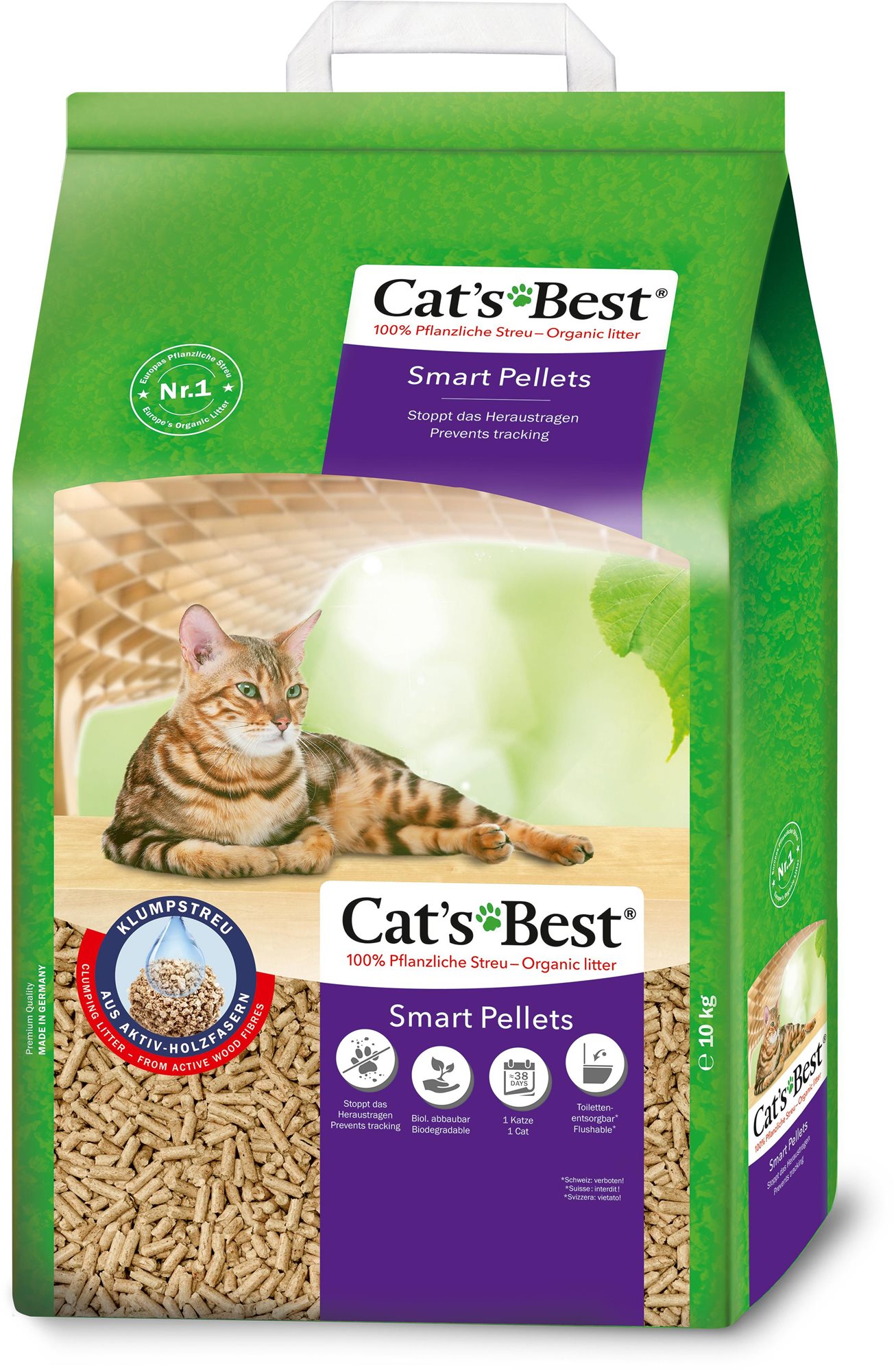 Roztrhnutý obal – Stelivo pre mačky Cat's Best Smart Pellets (viac ako 50 % bezchybného obsahu)